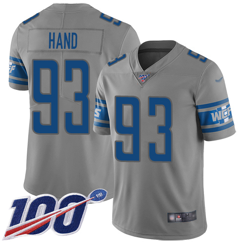 Detroit Lions Limited Gray Men Dahawn Hand Jersey NFL Football #93 100th Season Inverted Legend->youth nfl jersey->Youth Jersey
